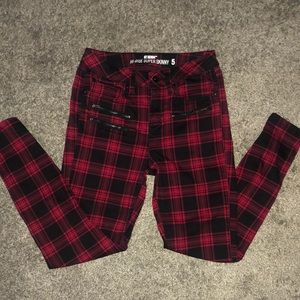 Plaid Hot Toipc skinny jeans